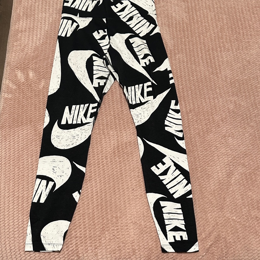 Nike Kids Bold Black and White Logo Leggings